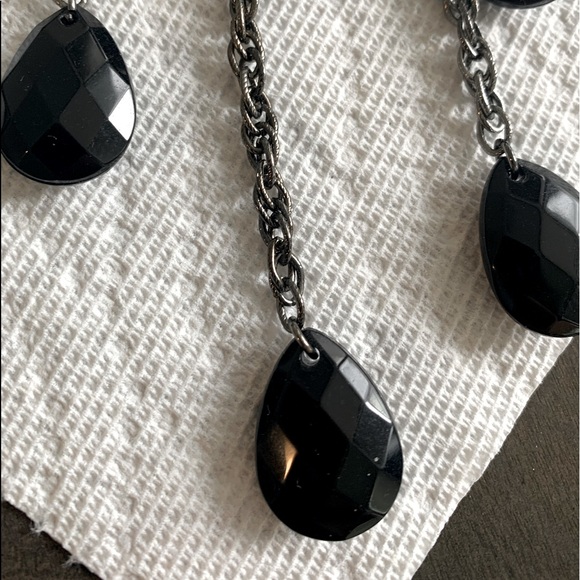 Necklace-31 black dangling stones, adjustable chain, costume jewelry - Picture 4 of 4